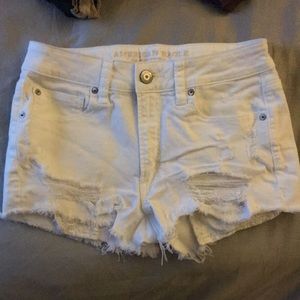 American Eagle White Detailed Denim Shorts